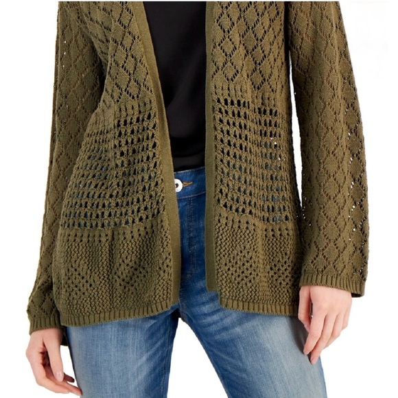 INC International Concepts Green Open Front Cardigan - Picture 3 of 8